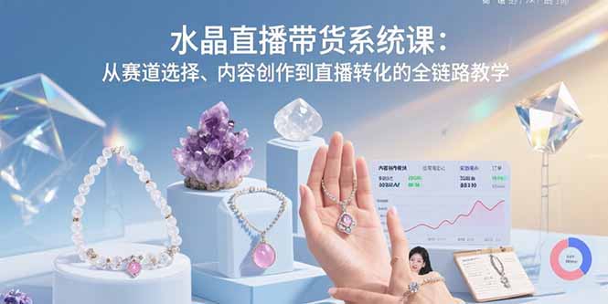 水晶直播带货系统课：从赛道选择、内容创作到直播转化的全链路教学-朽念云创