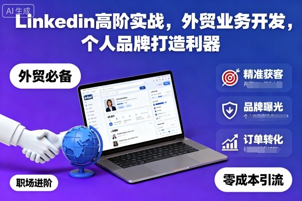 Linkedin高阶实战，外贸业务开发，个人品牌打造利器-朽念云创