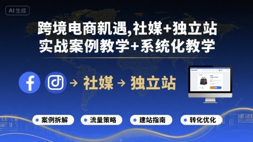 跨境电商新机遇，社媒+独立站，实战案例教学+系统化教学-朽念云创