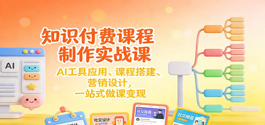 知识付费课程制作实战课：AI工具应用 、课程搭建、营销设计，一站式做课变现-朽念云创