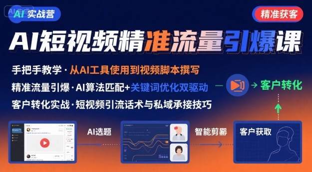 AI+短视频引爆精准客户实战营，手把手教你引爆Ai短视频精准流量-朽念云创