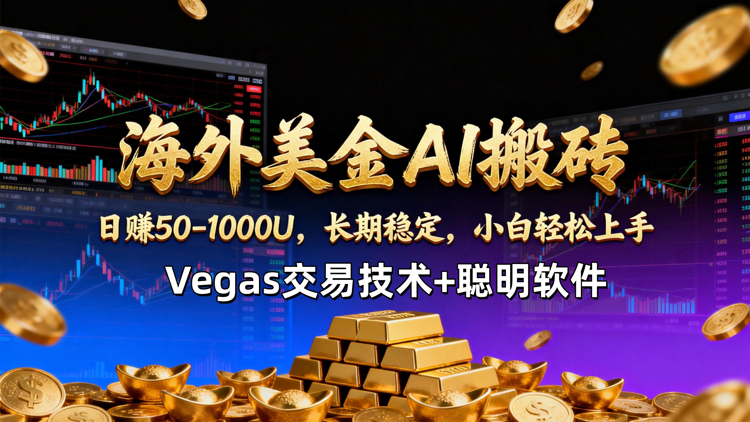【海外美金AI搬砖】Vegas交易技术+聪明软件，日赚50-1000U，长期稳定，小白轻松上手。-朽念云创