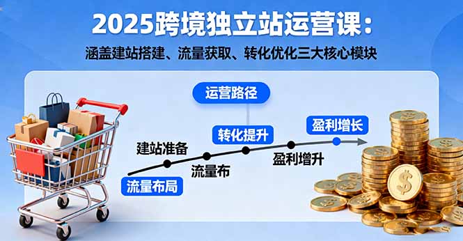 2025跨境独立站运营课：涵盖建站搭建、流量获取、转化优化三大核心模块-朽念云创