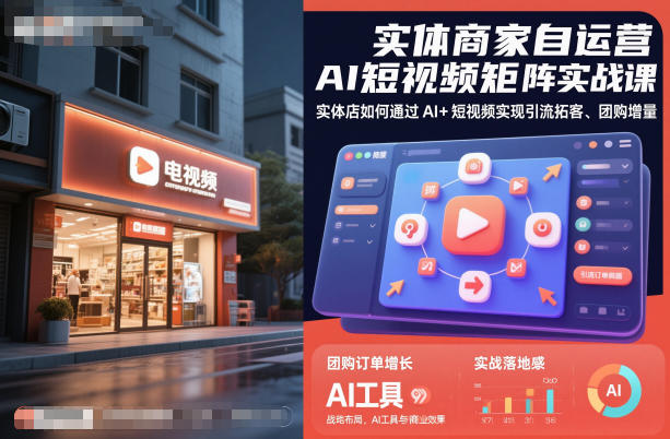 实体商家自运营AI短视频矩阵实战课，实体店如何通过AI+短视频实现引流拓客、团购增量-朽念云创