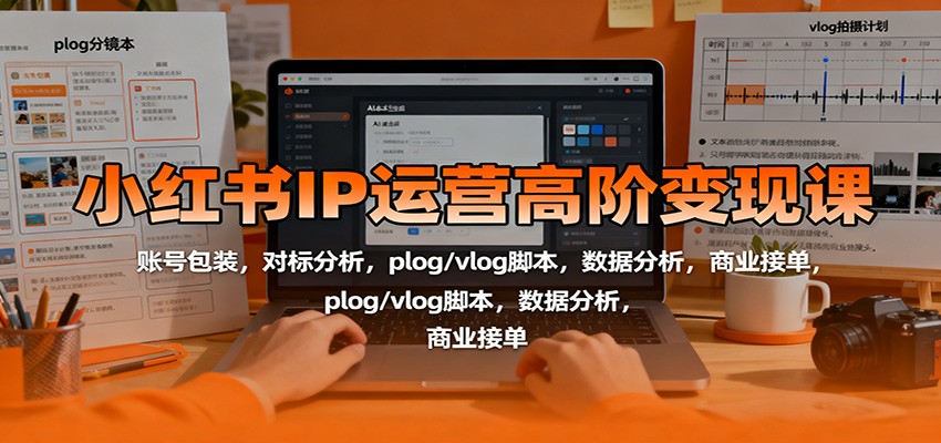 小红书IP运营高阶变现课：账号包装，对标分析，plog/vlog脚本，数据分析，商业接单-朽念云创