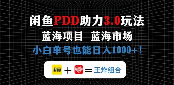 闲鱼卖拼多多助力项目，蓝海市场新手也能单号日入1000+-朽念云创