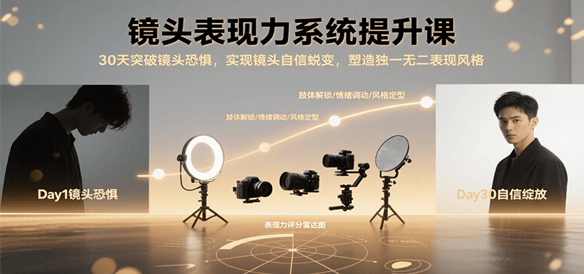 镜头表现力系统提升课,30天突破镜头恐惧实现自信蜕变,塑造独一无二表现风格-朽念云创