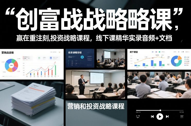 创富战略课，赢在重注时刻，营销和投资战略课程，线下课精华实录音频+文档-朽念云创