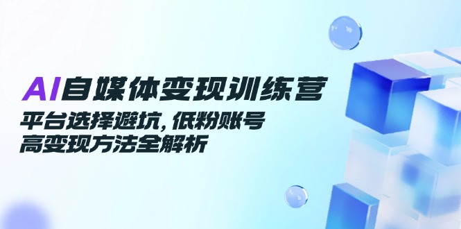 AI自媒体变现训练营，平台选择避坑，低粉账号高变现方法全解析-朽念云创