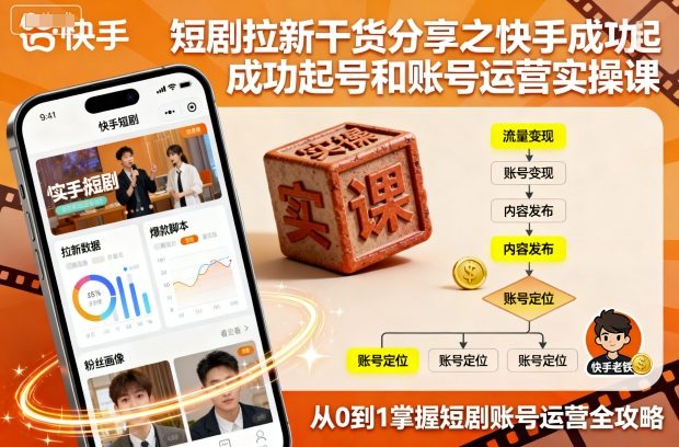 短剧拉新干货分享之快手成功起号和账号运营实操课-朽念云创