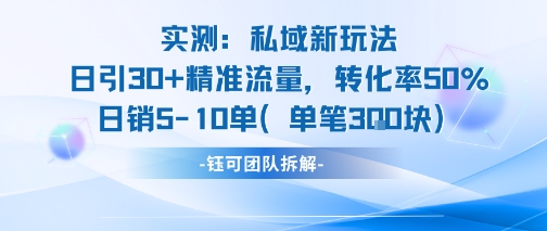 实测私域新玩法日引30加精准流量转化率50%日销5-10单每笔3张-朽念云创