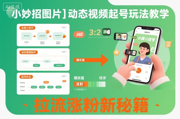 小妙招图片＋动态视频起号玩法教学，拉流涨粉新秘籍-朽念云创