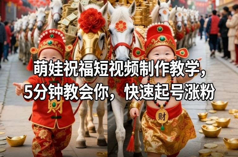 萌娃祝福短视频制作教学，5分钟教会你，快速起号涨粉-朽念云创