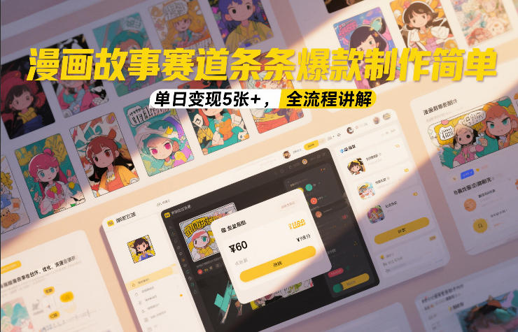 漫画故事赛道条条爆款制作简单，单日变现5张+，全流程讲解-朽念云创