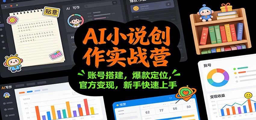 AI小说创作实战营：账号搭建，爆款定位，官方变现，新手快速上手-朽念云创