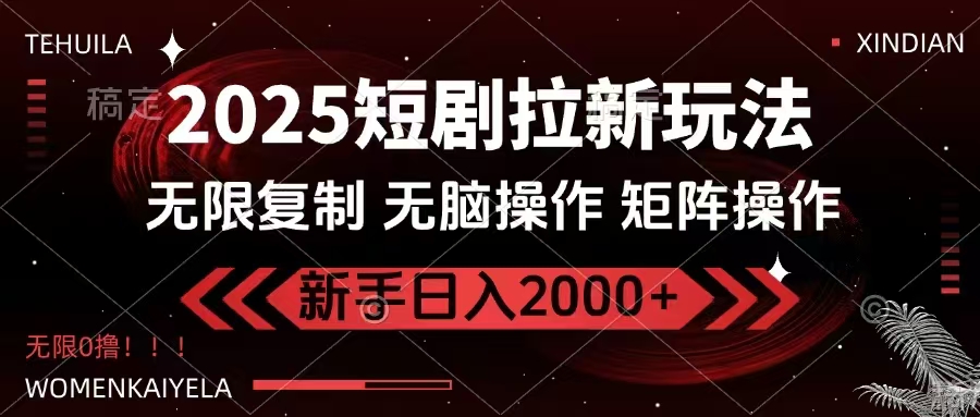 2025短剧拉新玩法,无需注册登录,无限0撸,无脑批量操作日入2000+-朽念云创