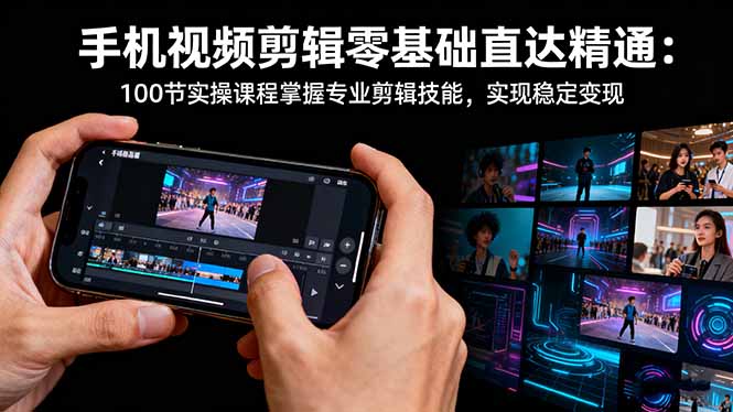 手机视频剪辑零基础直达精通:100节实操课程掌握专业剪辑技能,实现稳...-朽念云创