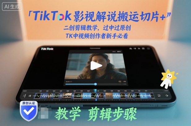 TikTok影视解说搬运切片+二创剪辑教学，过中过原创，TK中视频创作者新手必看-朽念云创