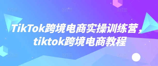 TikTok跨境电商实操训练营，tiktok跨境电商教程-朽念云创