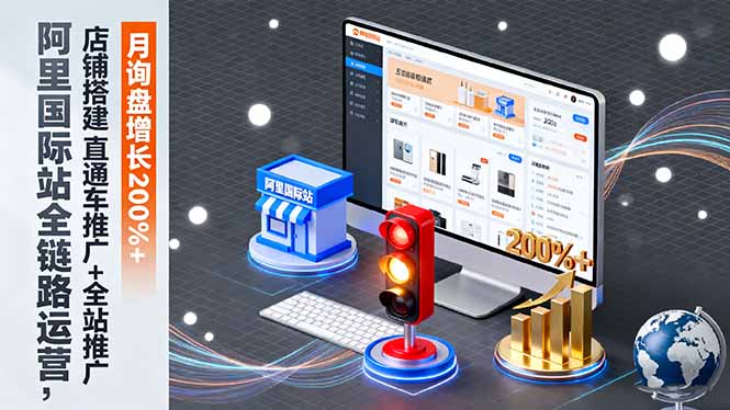 阿里国际站全链路运营，店铺搭建+直通车推广+全站推广，月询盘增长200%+-朽念云创