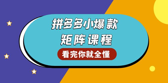 拼多多爆款矩阵课程：教你测出店铺爆款，优化销量，提升GMV，打造爆款群-朽念云创