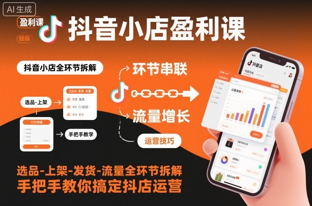 抖音小店盈利课-选品-上架-发货-流量全环节拆解，手把手教你搞定抖店运营-朽念云创