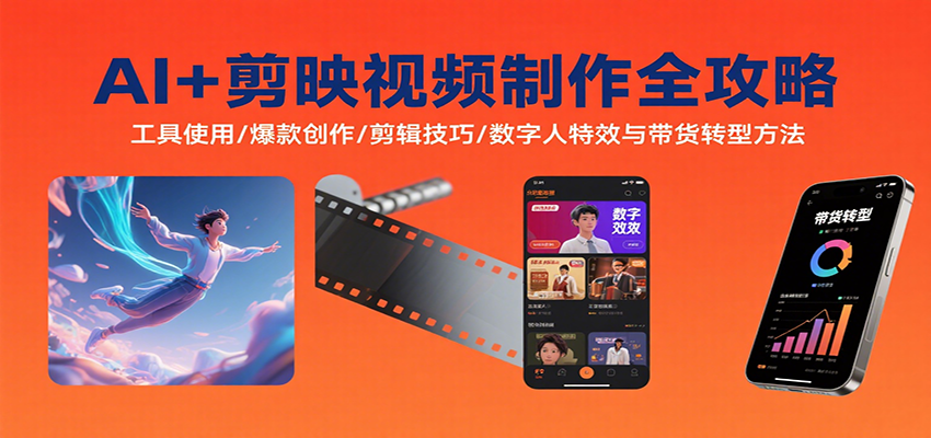 AI+剪映视频制作全攻略：工具使用/爆款创作/剪辑技巧/数字人特效与带货转型方法-朽念云创
