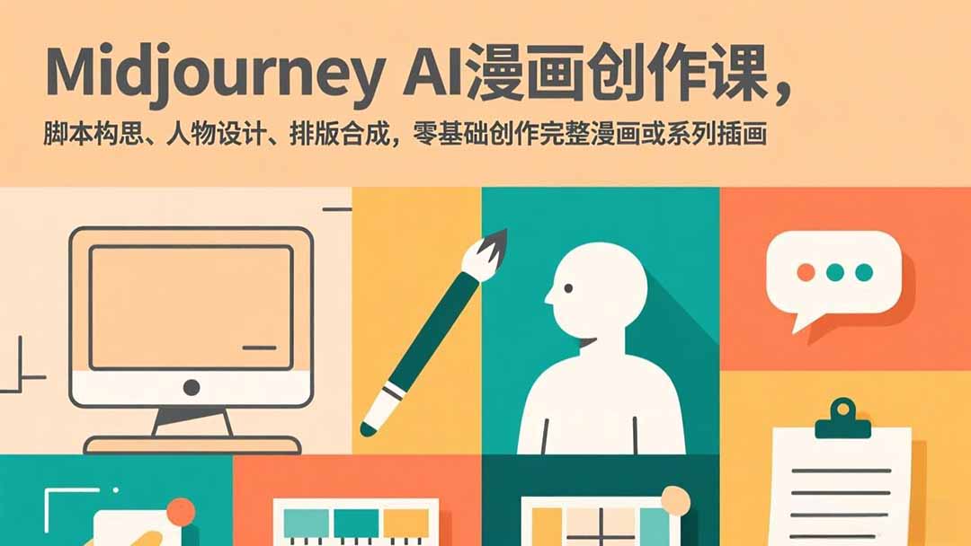 Midjourney AI漫画创作课，脚本构思、人物设计、排版合成，零基础创作完整漫画或系列插画-朽念云创