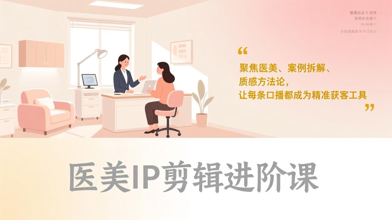 医美IP剪辑进阶课，聚焦医美、案例拆解、质感方法论，让每条口播都成为精准获客工具-朽念云创