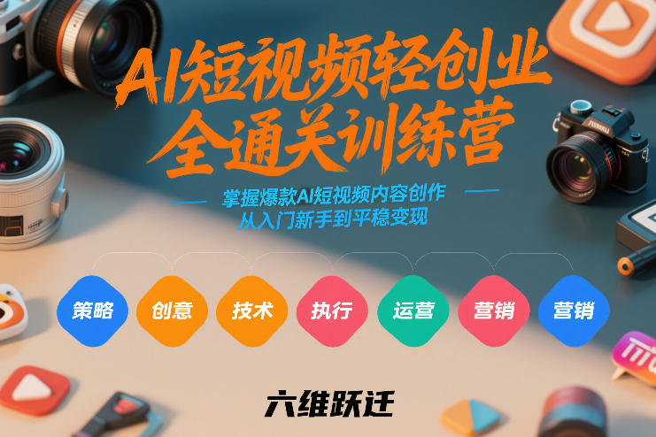 AI短视频轻创业全通关训练营，掌握爆款AI短视频内容创作，从入门新手到平稳变现的六维跃迁-朽念云创