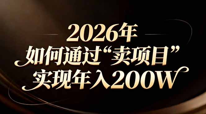 站在2026年的十字路口：一个普通人如何通过卖项目实现年入200万-朽念云创