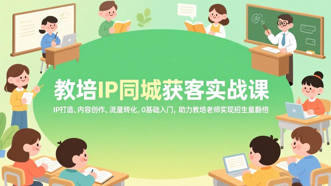 教培IP同城获客实战课，IP打造、内容创作、流量转化，0基础入门，助力教培老师实现招生量翻倍-朽念云创