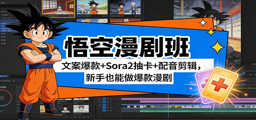 悟空漫剧班：文案爆款+Sora2抽卡+配音剪辑，新手也能做爆款漫剧-朽念云创