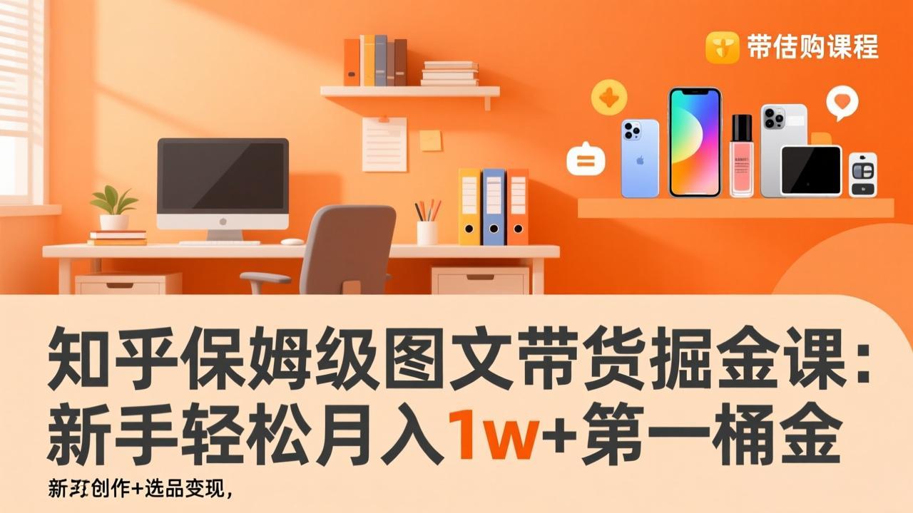 知乎保姆级图文带货掘金课：账号打造+爆文创作+选品变现，新手轻松月入1w+第一桶金-朽念云创
