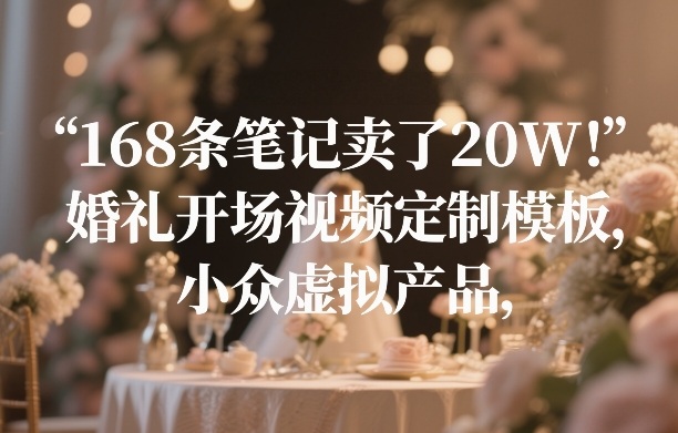 168条笔记卖了20W！婚礼开场视频定制模板，小众虚拟产品-朽念云创
