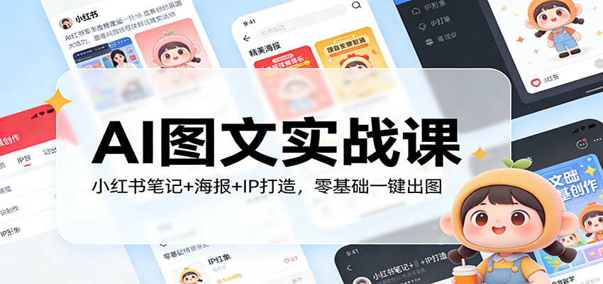 AI图文实战课:小红书笔记+海报+IP打造,零基础一键出图-朽念云创