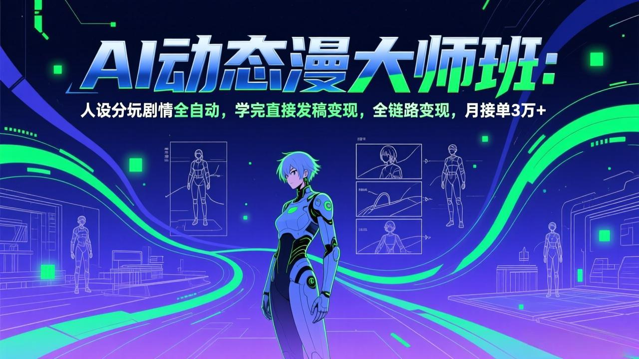 AI动态漫剧大师班：人设分镜剧情全自动，学完直接发稿变现，全链路变现，月接单3万+-朽念云创