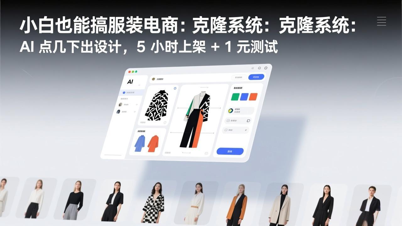 小白也能搞服装电商：克隆系统：AI 点几下出设计，5 小时上架 + 1 元测试-朽念云创