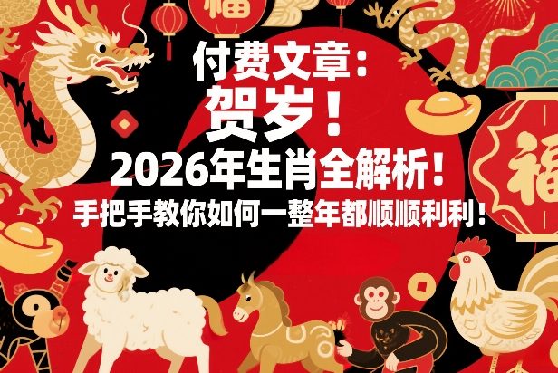 付费文章：贺岁！2026年生肖全解析！手把手教你如何一整年都顺顺利利！-朽念云创