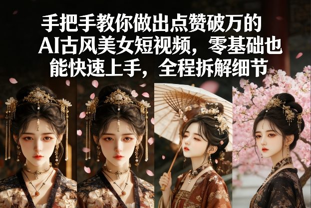 手把手教你做出点赞破万的AI古风美女短视频，零基础也能快速上手，全程拆解细节-朽念云创