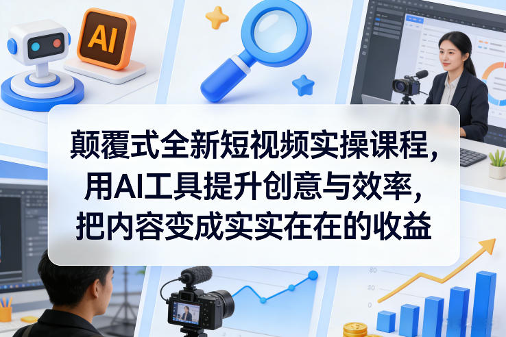 颠覆式全新短视频实操课程，用AI工具提升创意与效率，把内容变成实实在在的收益-朽念云创