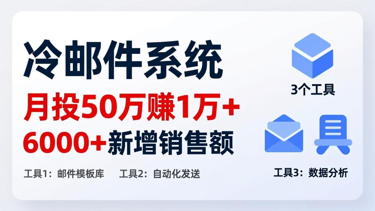月投 50 刀赚 1 万 +！冷邮件系统：6000 + 新增销售额，靠 3 个工具轻松搞-朽念云创