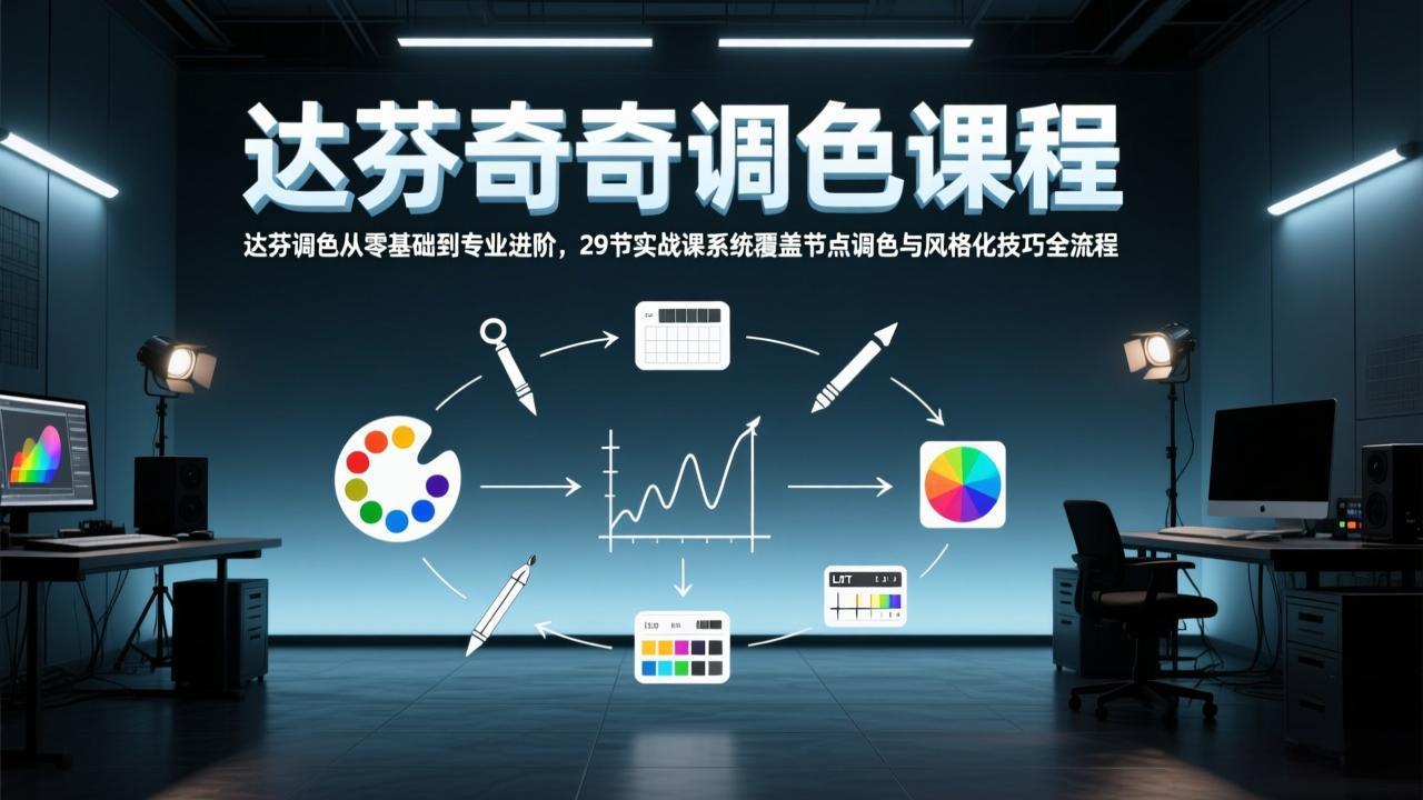 达芬奇调色从零基础到专业进阶，29节实战课系统覆盖节点调色与风格化技巧全流程-朽念云创