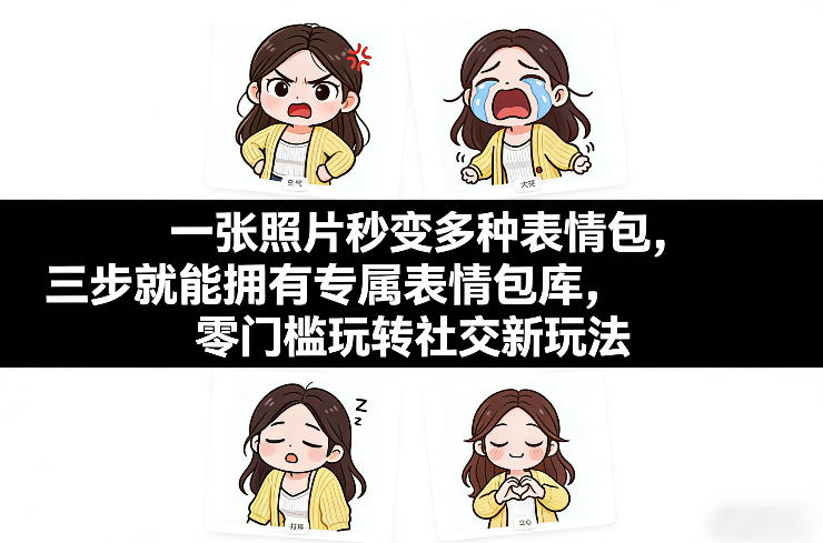 一张照片秒变多种表情包,三步就能拥有专属表情包库,零门槛玩转社交新玩法【文档】-朽念云创
