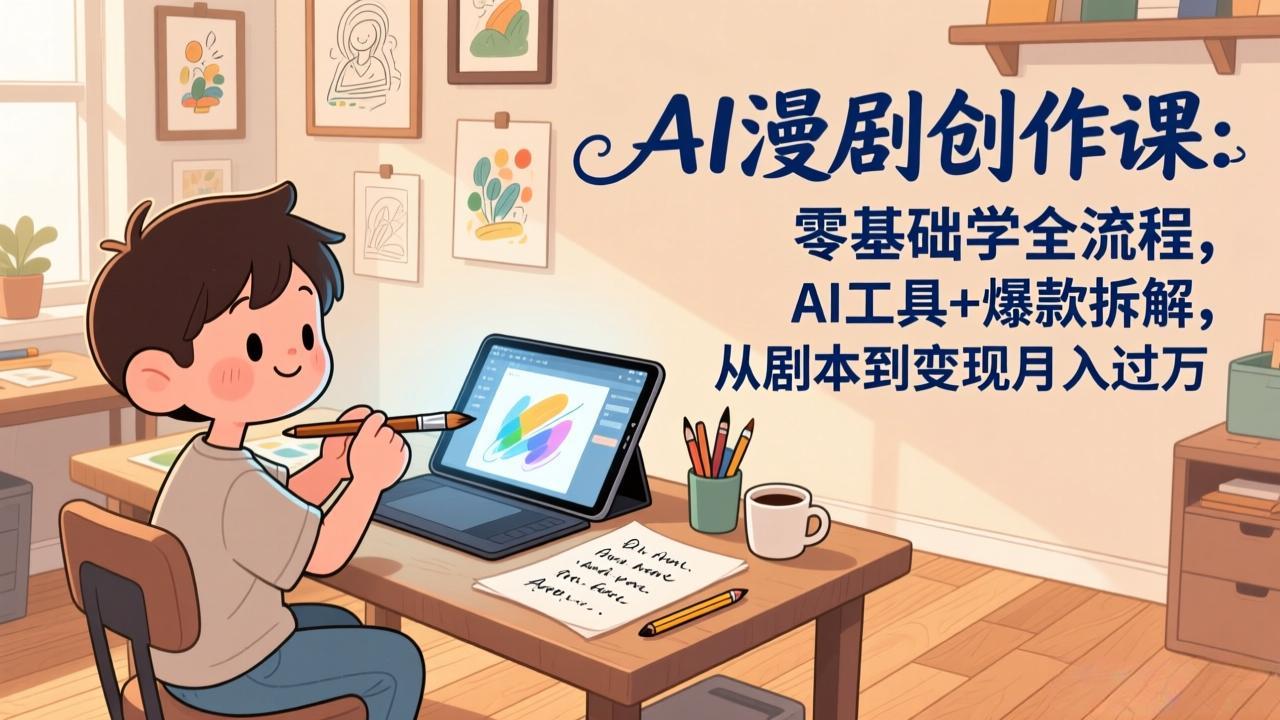 AI漫剧创作课：零基础学全流程，AI工具+爆款拆解，从剧本到变现月入过万-朽念云创