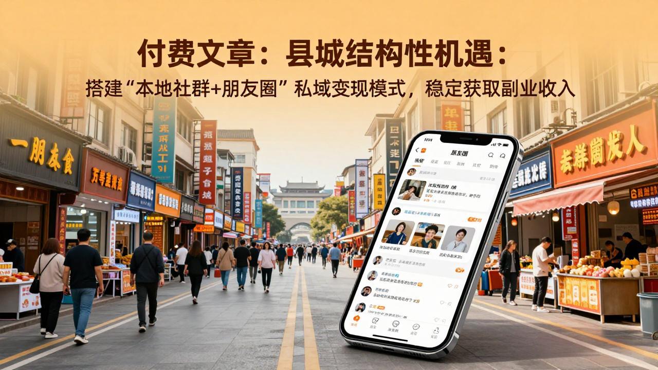付费文章：县城结构性机遇：搭建“本地社群+朋友圈”私域变现模式，稳定获取副业收入-朽念云创