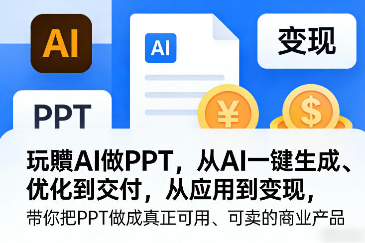 玩賺AI做PPT，从AI一键生成、优化到交付，从应用到变现，带你把PPT做成真正可用、可卖的商业产品-朽念云创