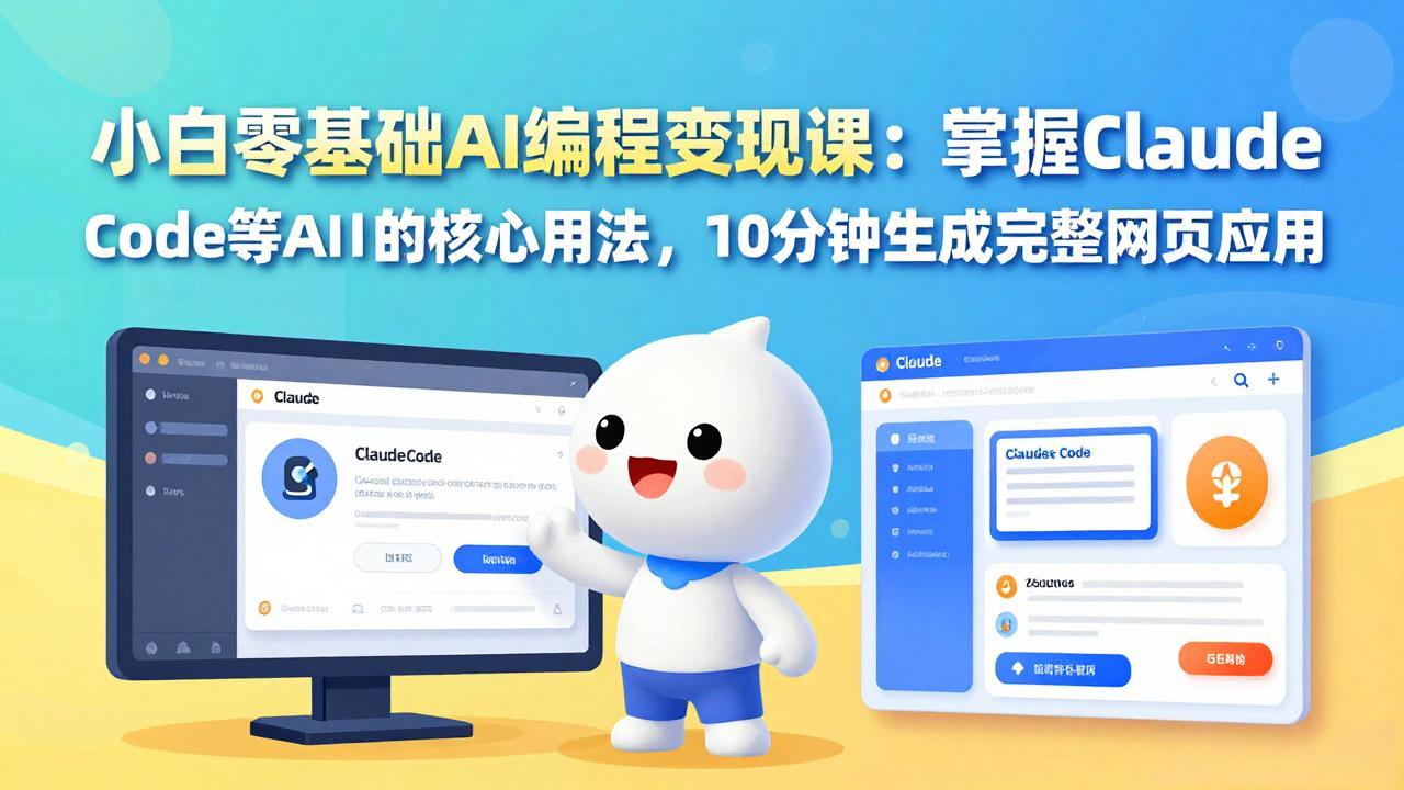 小白零基础AI编程变现课：掌握Claude Code等AI工具的核心用法，10分钟生成完整网页应用-朽念云创