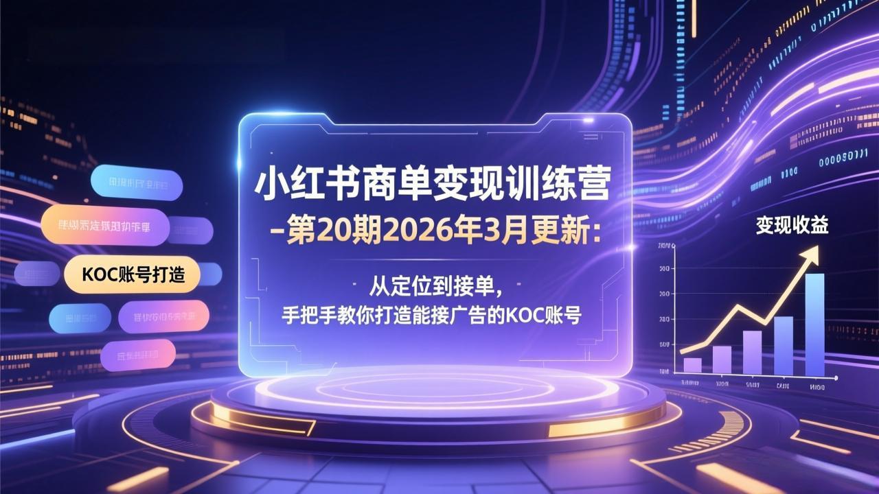 小红书商单变现训练营-第20期26年3月更新：从定位到接单，手把手教你打造能接广告的KOC账号-朽念云创