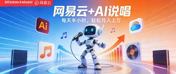 网易云+AI说唱，每天半小时，AI内容创作+流量变现，轻松月入1W-朽念云创